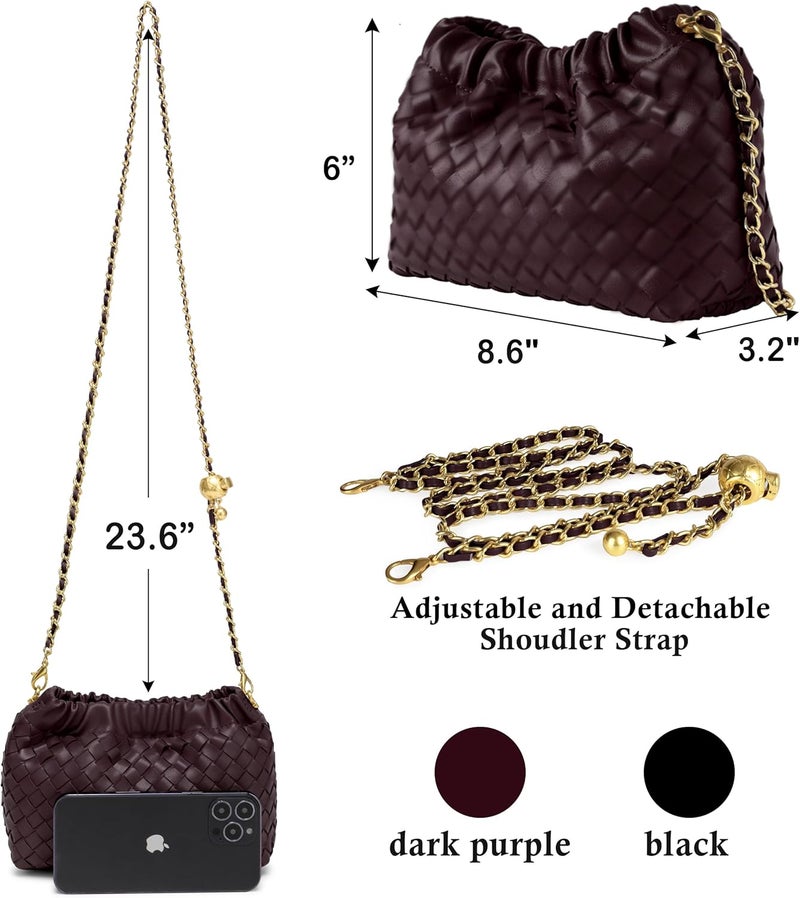 Joryin Woven Women's Crossbody Bag & Evening Purse, Trendy Dumpling Clutch & Hobo Cloud Shoulder Bag Trendy Dumpling Clutch - Image 5